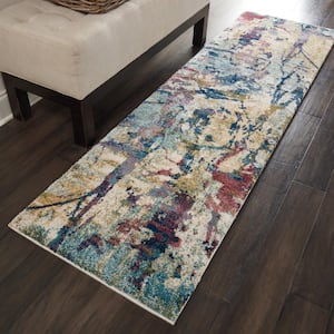 Fusion Cream/Multicolor 2 ft. x 8 ft. Abstract Contemporary Kitchen Runner Area Rug