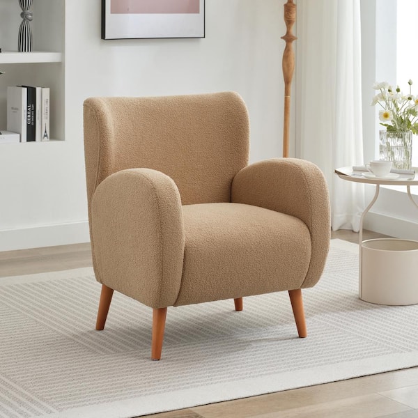 CHRISTOPHER KNIGHT HOME Modern Wood Frame Wingback Accent Arm Club Chair, Camel