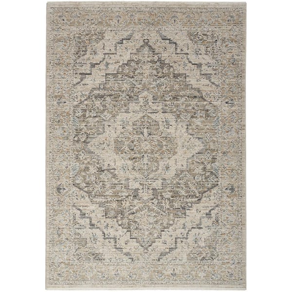 Nourison Nyle Ivory Taupe 5 ft. x 8 ft. All-Over Design Transitional ...