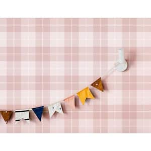 Pink Little Explorers 2 Twilled Tartan Matte Finish Non-Pasted Non-Woven Wallpaper Roll