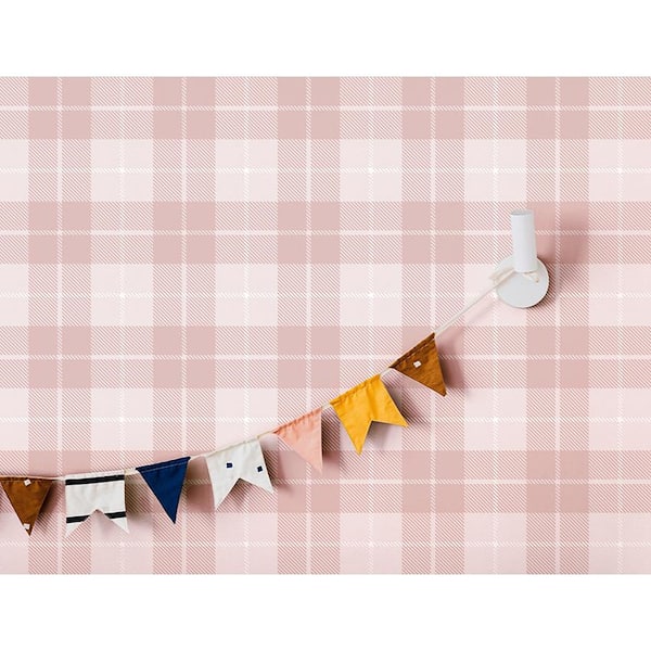 Pink Little Explorers 2 Twilled Tartan Matte Finish Non-Pasted Non-Woven Wallpaper Sample