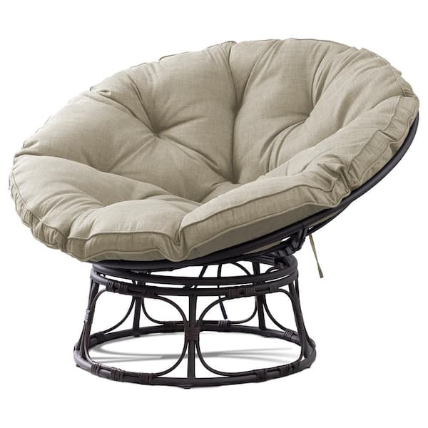 Gardenbee Patio Wicker Outdoor Papasan Lounge Chair with Beige Cushion