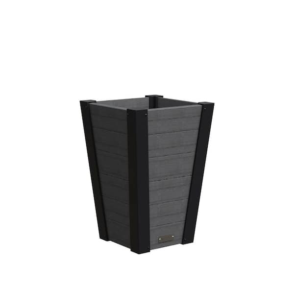 Horizon 22in Tall Charcoal Plastic Vinyl Square Outdoor Planter