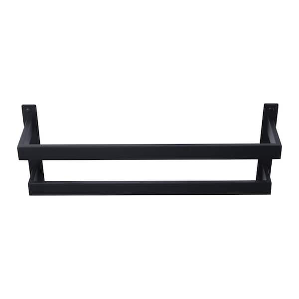 WOWOW 20 in. Wall Mounted Double Towel Bar in Matte Black
