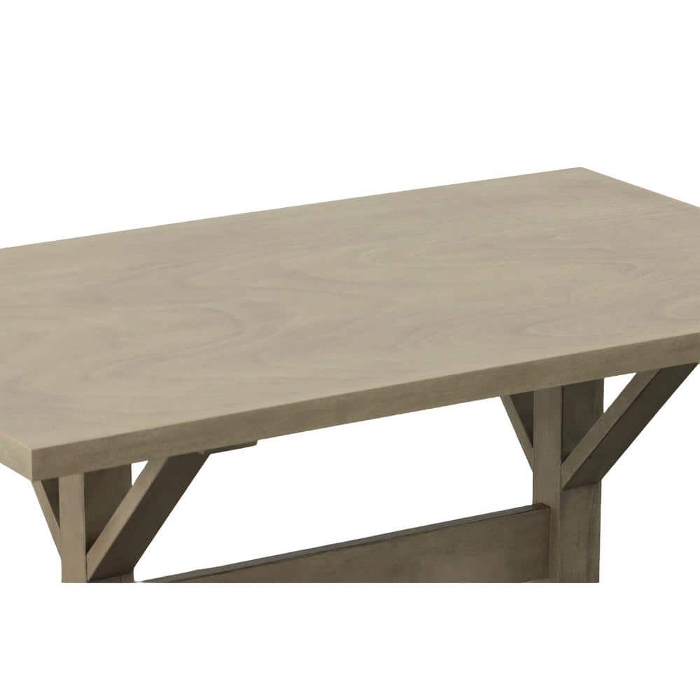 Florence 26.7" Square Weathered Gray Farmhouse Trestle Dining Table