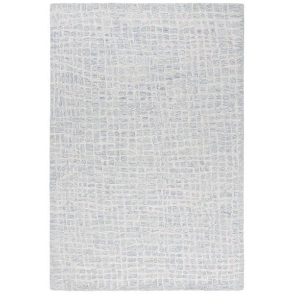 Ebony 8 ft. x 10 ft. Ivory/Light Blue Geometric Tile Abstract Area Rug