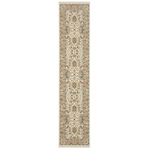 Lavista Ivory/Multi-Colored 2 ft. x 12 ft. Traditional Oriental Persian Wool/Nylon Blend Indoor Runner Area Rug