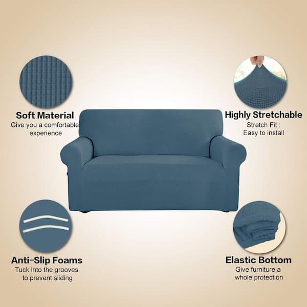 Dyiom Stretch 4-Seater Sofa Slipcover 1-Piece Sofa Cover Furniture Protector  Couch Soft with Elastic Bottom, Bluestone B0855FCLYZ - The Home Depot