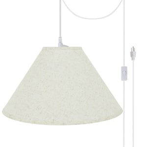 2-Light White Plug-In Swag Pendant with Flaxen Hardback Empire Fabric Shade
