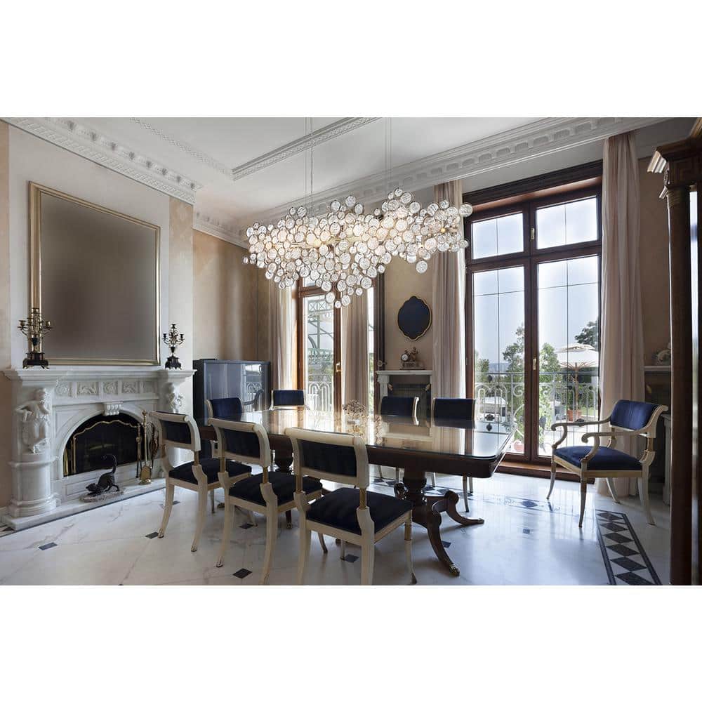 Trento 12-Light Champagne Silver Chandelier with Clear Glass