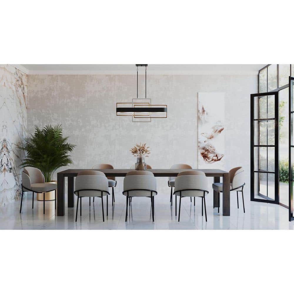 Adagio 38" Black Steel Linear Chandelier with Geometric Accents