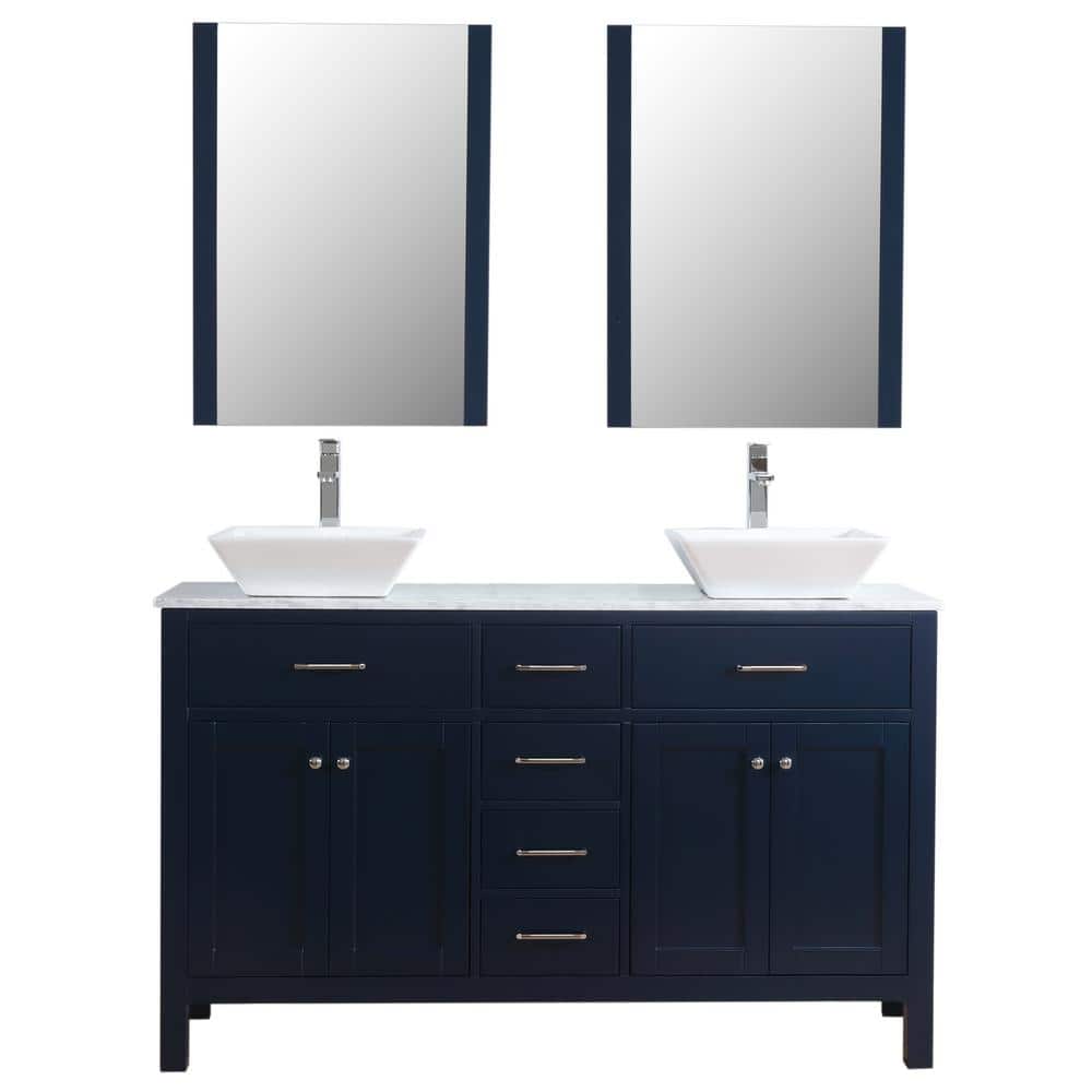 Laguna 60 in. W x 18 in. D x 35 in. H Bath Vanity without Top in Dark Blue LA60CABDB