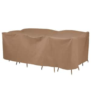 Duck Covers Essential 90 in. W x 60 in. D x 32 in. H Latte Rec/Oval Table and Chairs Cover