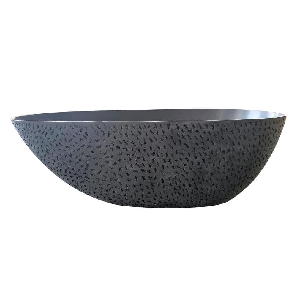 67 in. x 34 in. Soaking Bathtub with Center Drain in Grey