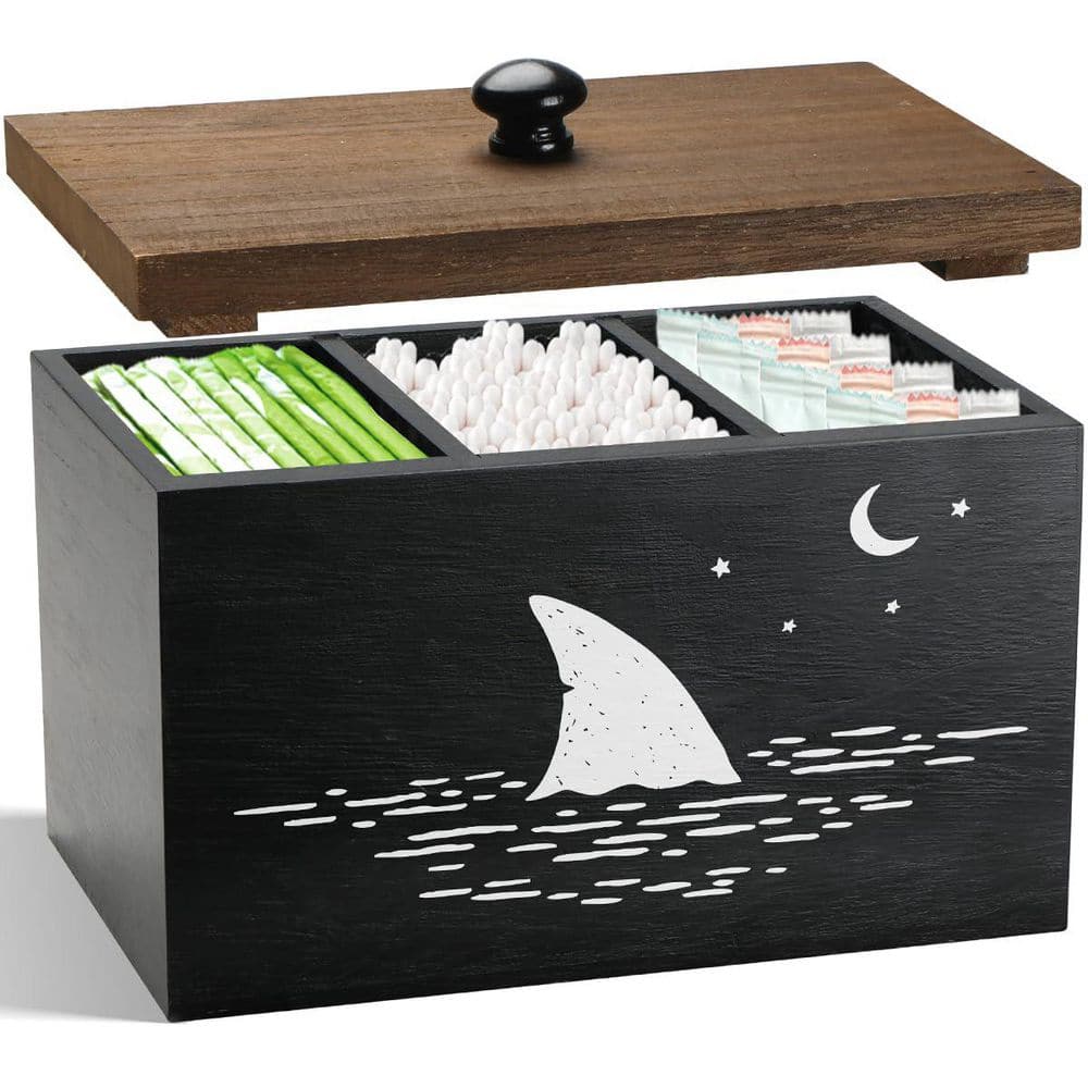 Black Tampon and Pad Organizer for Bathroom, Multi Compartment Feminine Hygiene Storage Jar for Dorms price history on PriceWatchPro