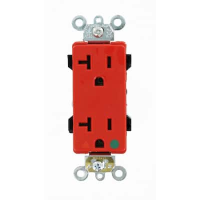 Decora Plus 20 Amp 125 V Hospital Grade Isolated Ground Duplex Outlet/Receptacle, Red (1-Pack) D8300-IGR
