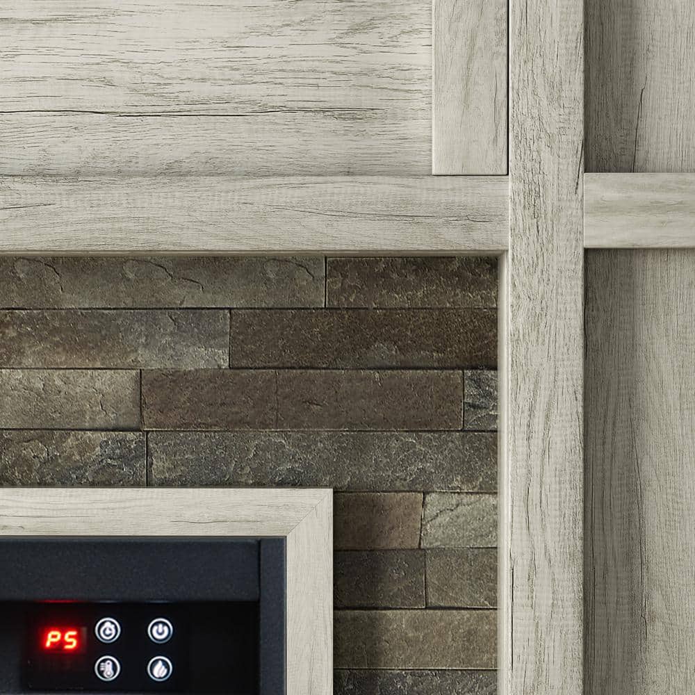 48'' Light Gray Freestanding Electric Fireplace with Realistic Flame