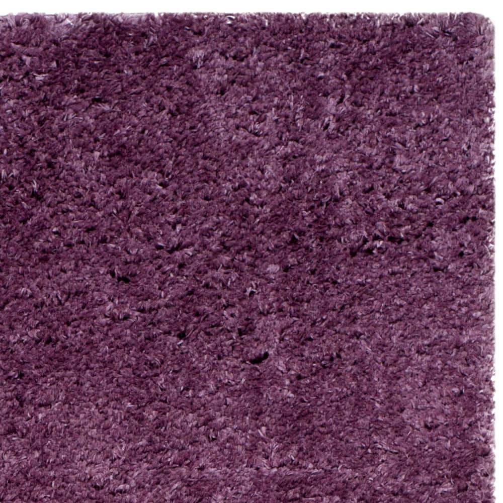 Purple Rectangular Shag Synthetic Area Rug 3' x 5'