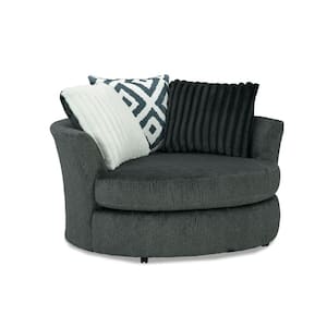 Lola Gray Chenille Accent Chair With Swivel