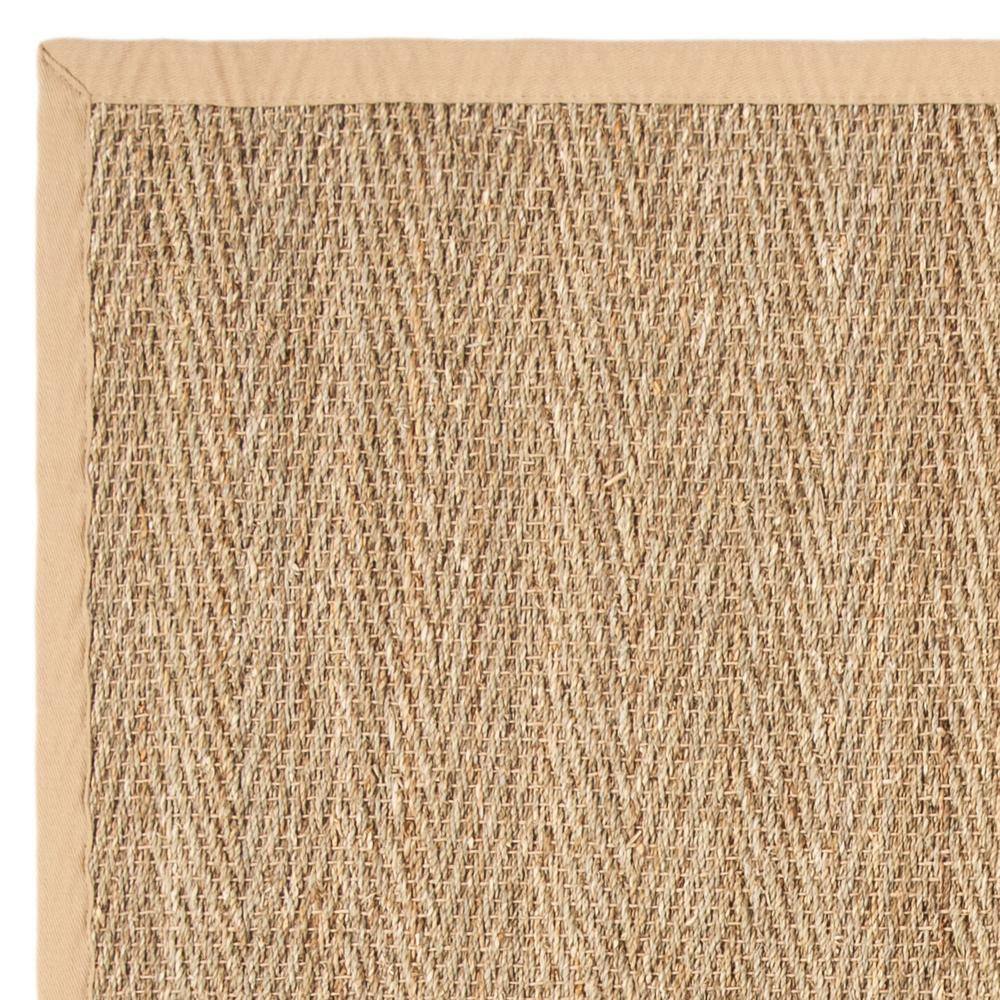 Natural Beige Herringbone Seagrass Square Rug