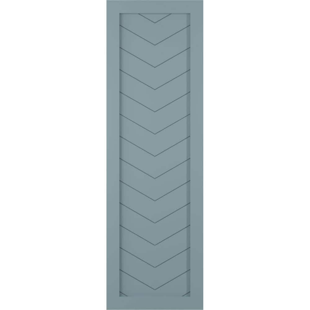 15 in. x 65 in. PVC Single Panel Chevron Modern Style Fixed Mount Board and Batten Shutters in Peaceful Blue price history on PriceWatchPro