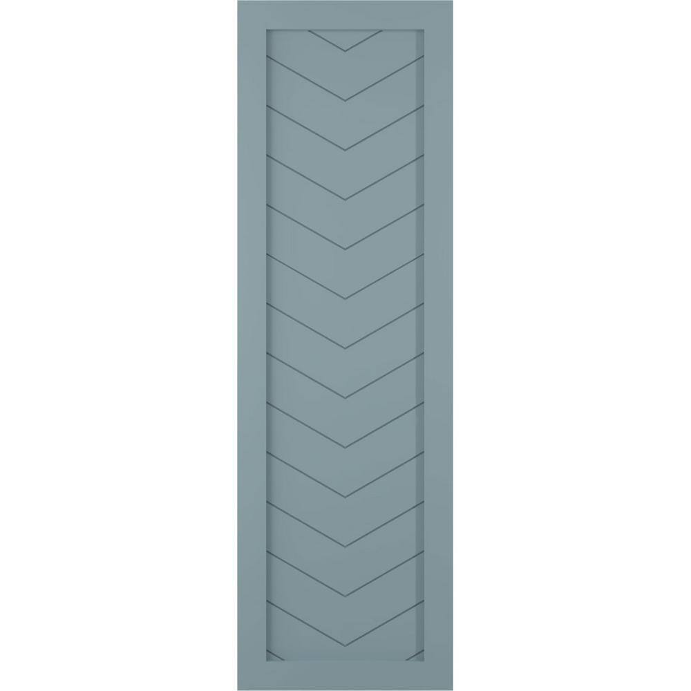 "18"" x 31"" True Fit PVC Single Panel Chevron Modern Style Fixed Mount Board and Batten Shutters Pair in Peaceful Blue" price history on PriceWatchPro