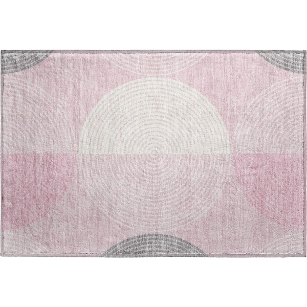 Mayfield Premium Machine Washable Abstract AMF2281 Pink 2 ft. x 3 ft. Accent Rug