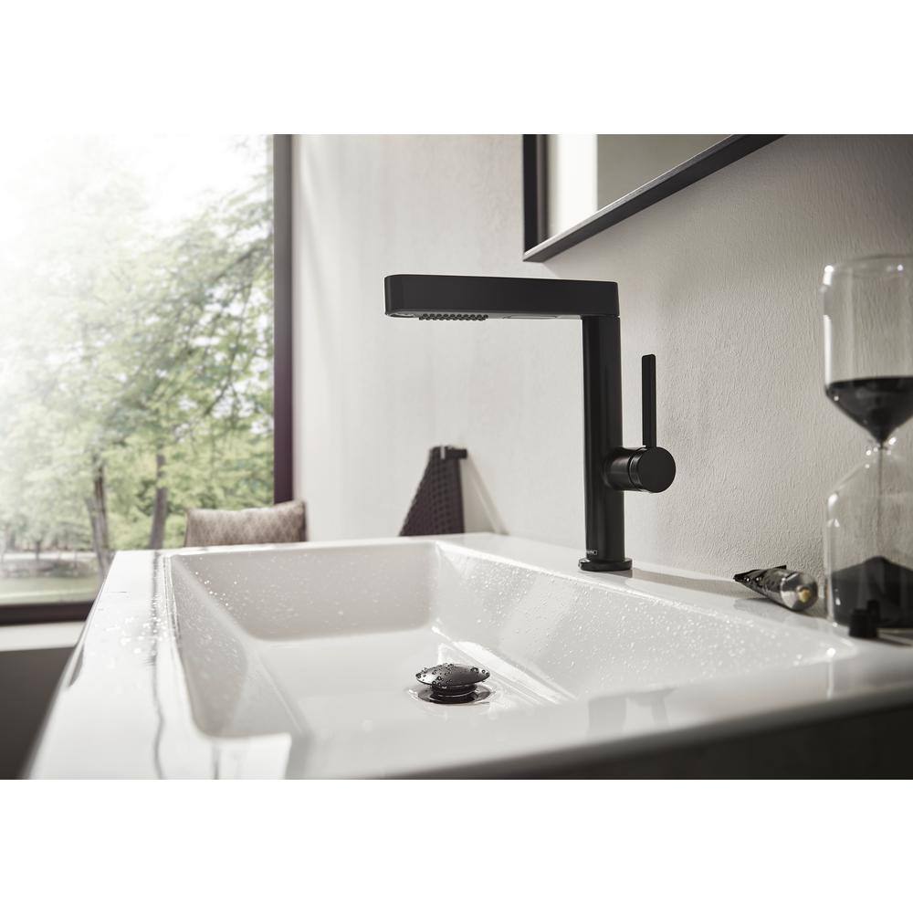 Modern Matte Black Single-Hole Faucet with Pull-Out Spray and Dual Jet Types