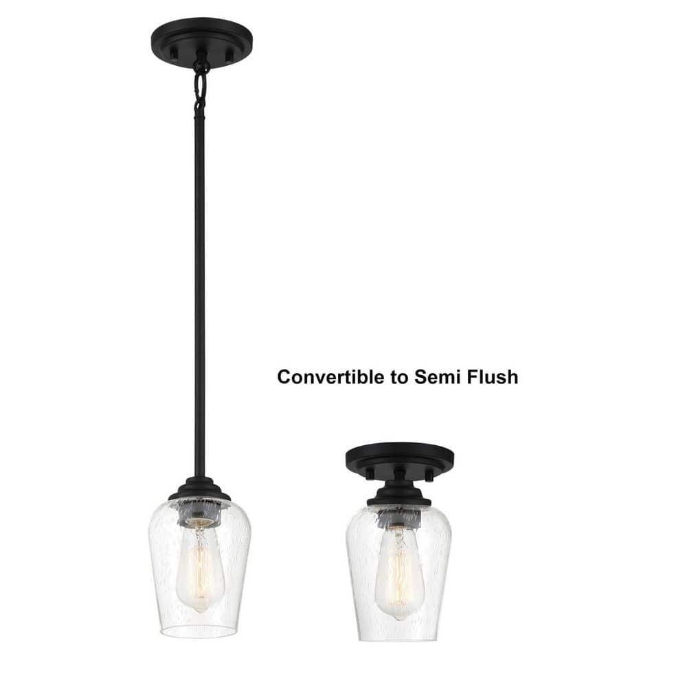 Shyloh 1-Light Black Mini Pendant to Semi-Flush with Clear Seeded Glass Shade price history on PriceWatchPro