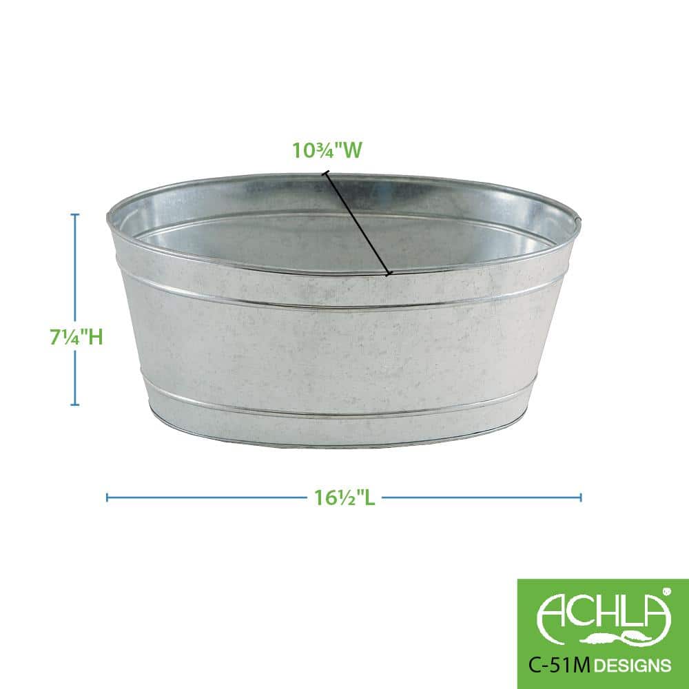 Small Oval Galvanized Steel Tub with Handles