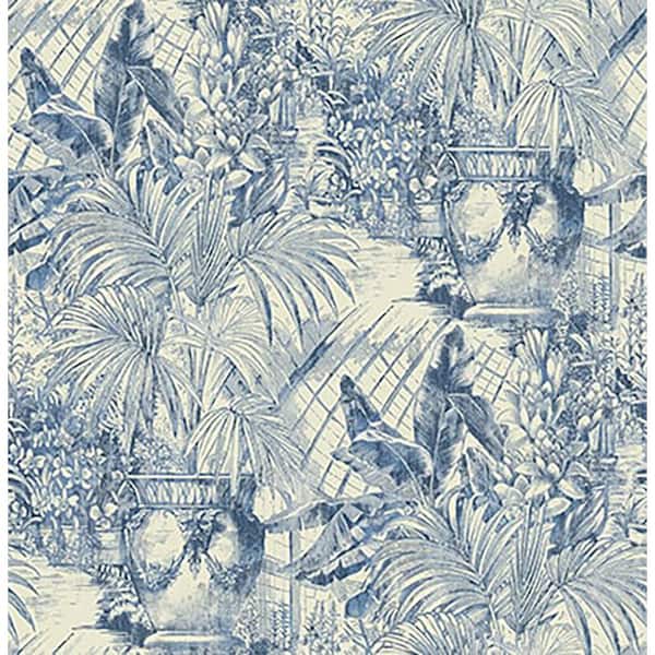 Porto Santo Toile Azure Vinyl Peel and Stick Wallpaper Roll (Covers 30.75 sq. ft. )