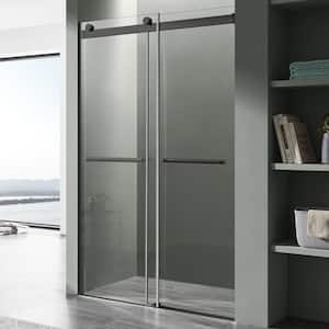 Kahn 48 in. W x 76 in. H Sliding Frameless Shower Door/Enclosure in Matte Black with Clear Glass