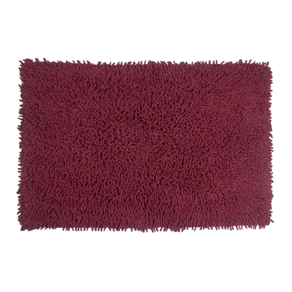 HOME WEAVERS INC Fantasia Bath Collection 24 in. x 40 in. Red Shaggy Cotton Bath Rug -  BFA2440RE