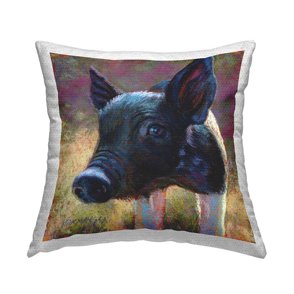 Cute Black Farm Pig Portrait Multi-Color Square Outdoor Throw Pillow price history on PriceWatchPro