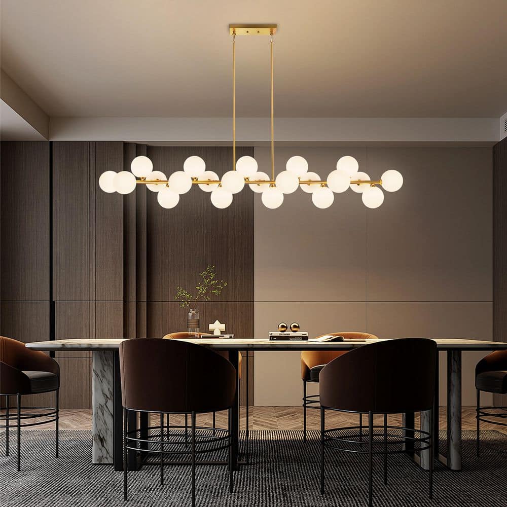 chandelier シェルフ KEESFU Modern Farmhouse Chandelier for Dining Room，6 Light Golden