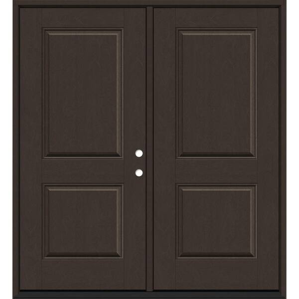 Steves & Sons Regency 72 in. x 80 in. 2P Squaretop LHIS Hickory Stain Fiberglass Double Prehung Front Door with 6-9/16 Jamb