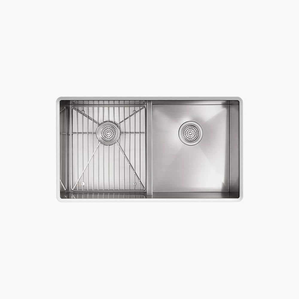 33" Brushed Stainless Steel Double Bowl Drop-In Kitchen Sink