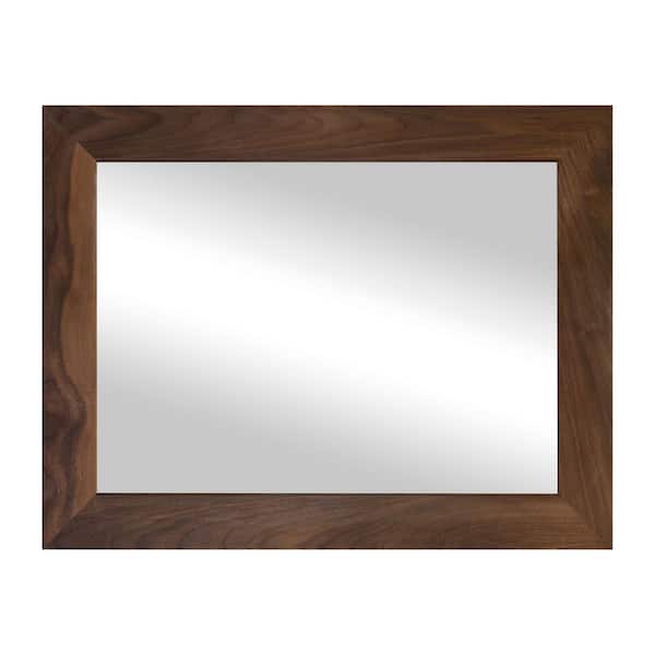 3 in. Walnut Frame (36 in. W x 33 in. H) Walnut Hardwood Rectangle Wall Mirror