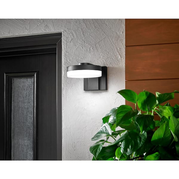 Stanton 4.38 in. 1-Light Black LED Hardwired Outdoor Wall Light Lantern Sconce with Integrated LED Bulb