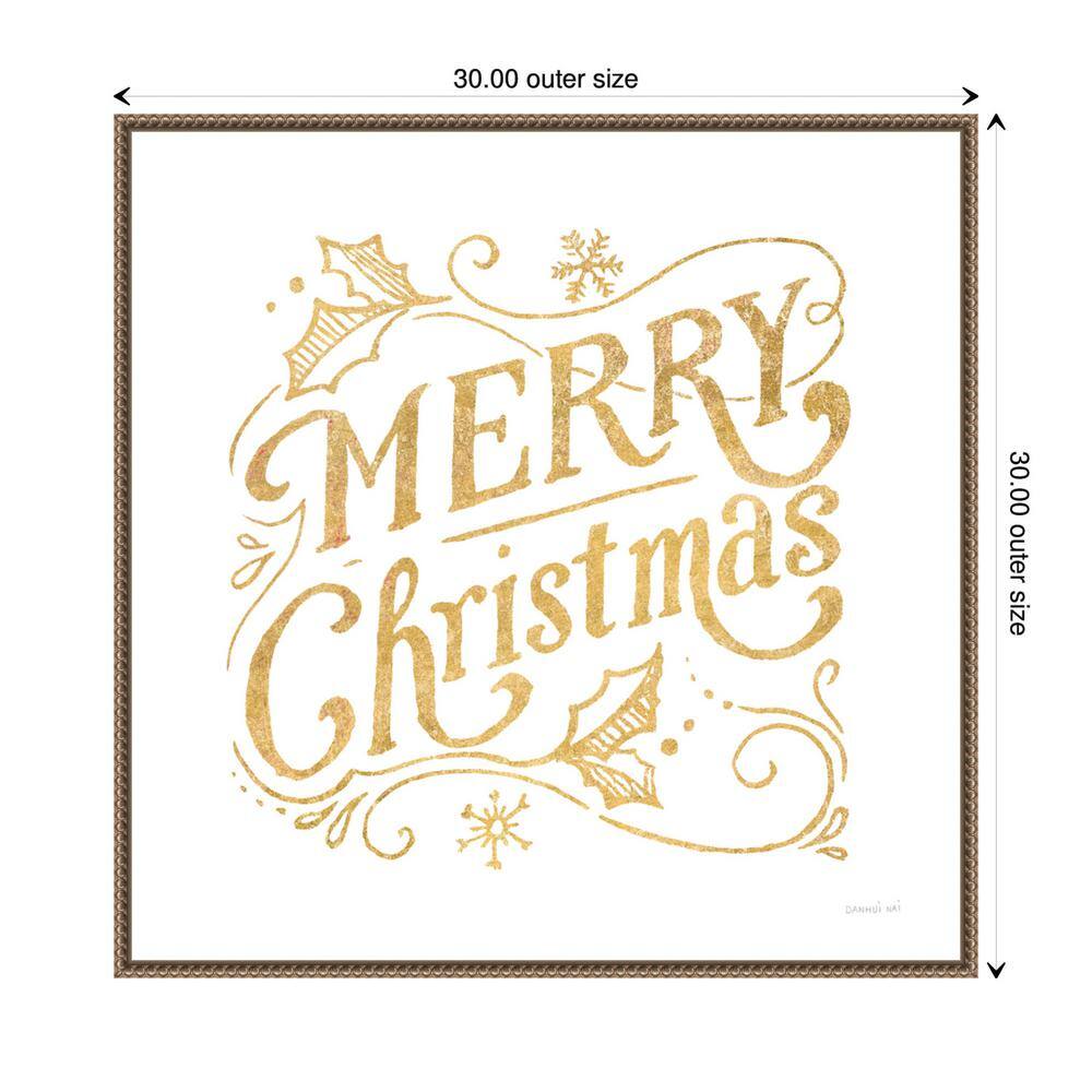 30" White and Bright Christmas IV Canvas Print with Bronze Frame
