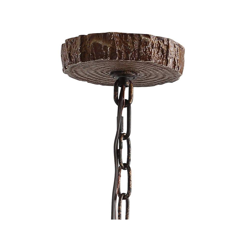 Eldora Rustic 27" Brown Resin Antler 3-Light LED Chandelier