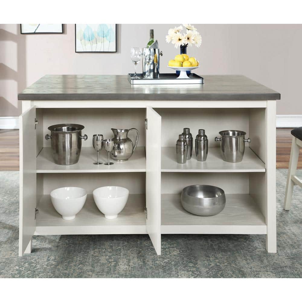 Antique White and Dark Gray Wood Counter Height Dining Table