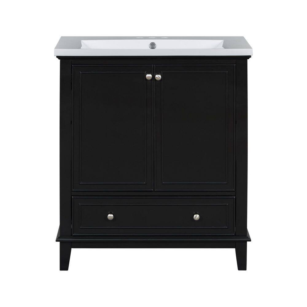 30 in. W x 18 in. D x 34.8 in. H Single Sink Freestanding Black Bath Vanity with White Ceramic Top and Drawer price history on PriceWatchPro