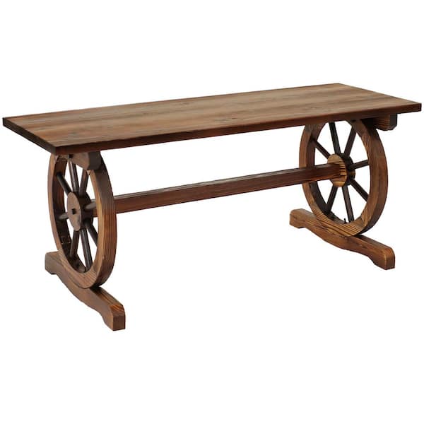 Sunnydaze Sunnydaze 2-Person Wood Outdoor Bench with Wagon Wheel Base