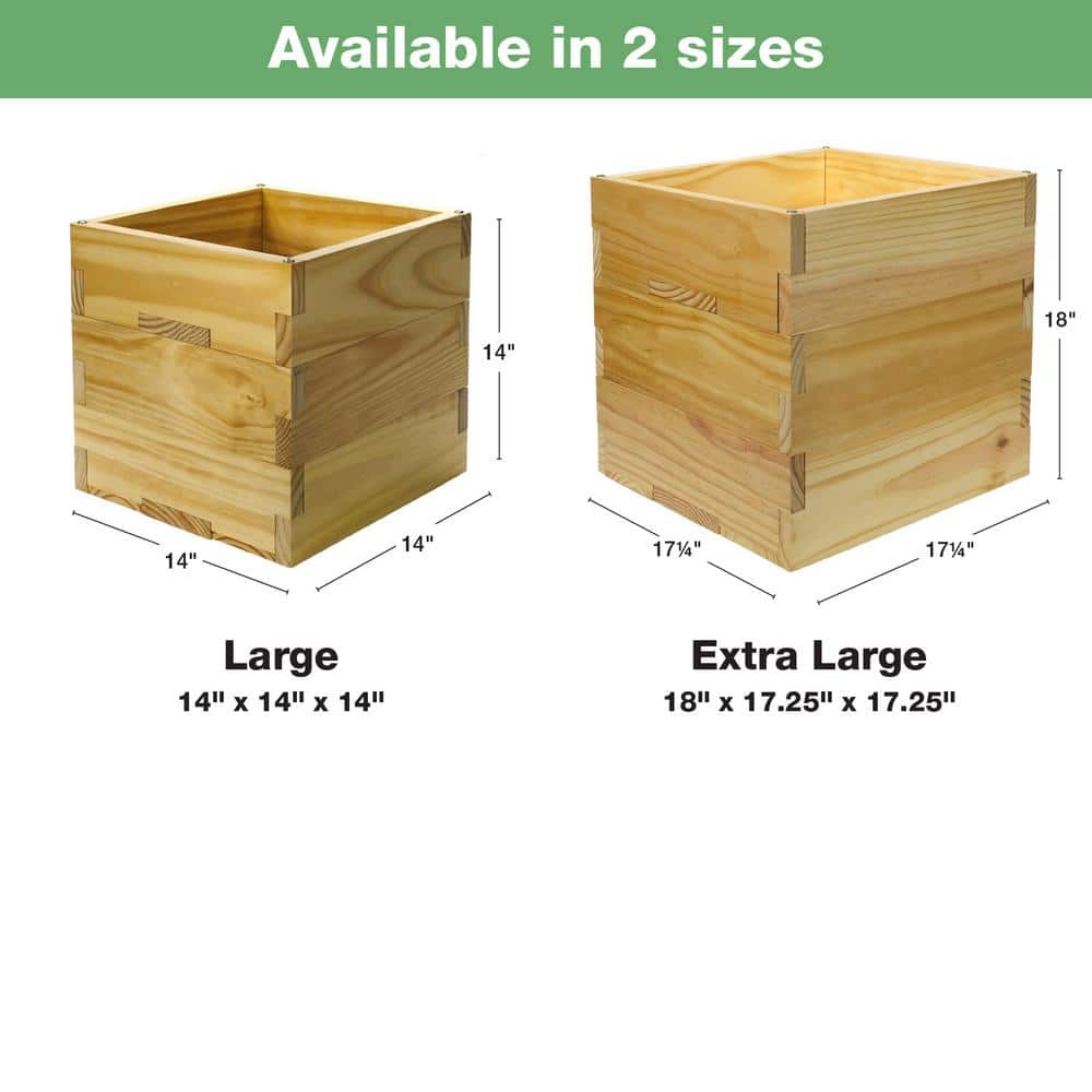 18" Square Natural Wood Outdoor Planter Box with Universal Pole Support