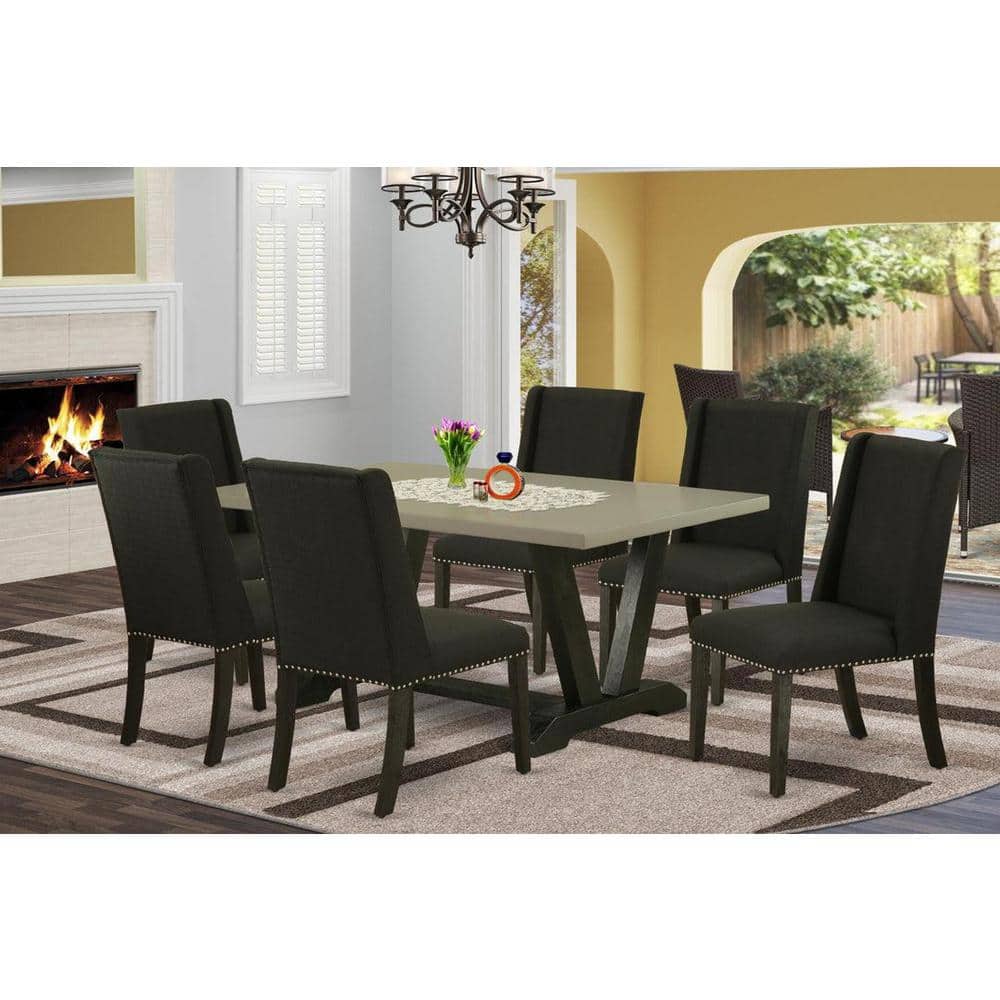 7-Piece Natural Oak Finish Solid Wood Top Dining Table with 6 Parson Chairs with Lattice Back price history on PriceWatchPro