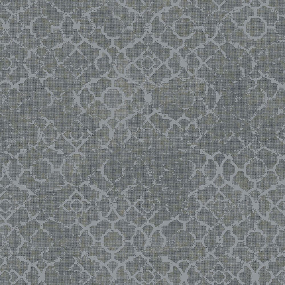 Emporium Collection Grey and Silver Aged Quatrefoil Embossed Metallic Finis