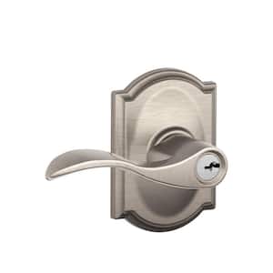 Accent Satin Nickel Keyed Entry Door Handle with Camelot Trim