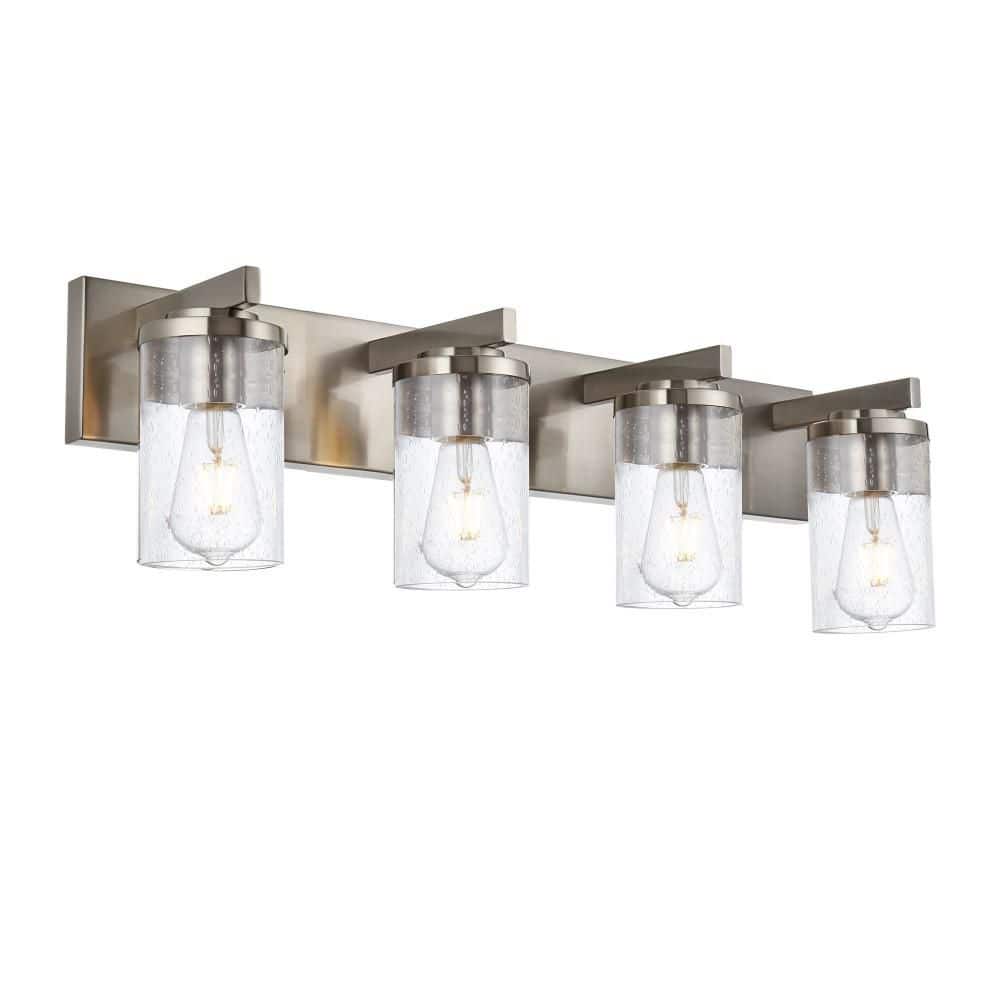 31 in. 4-Light Silver Vintage Industrial Vanity Light Fixture with Clear Glass Shade for Mirror, Bedroom, Living Room price history on PriceWatchPro