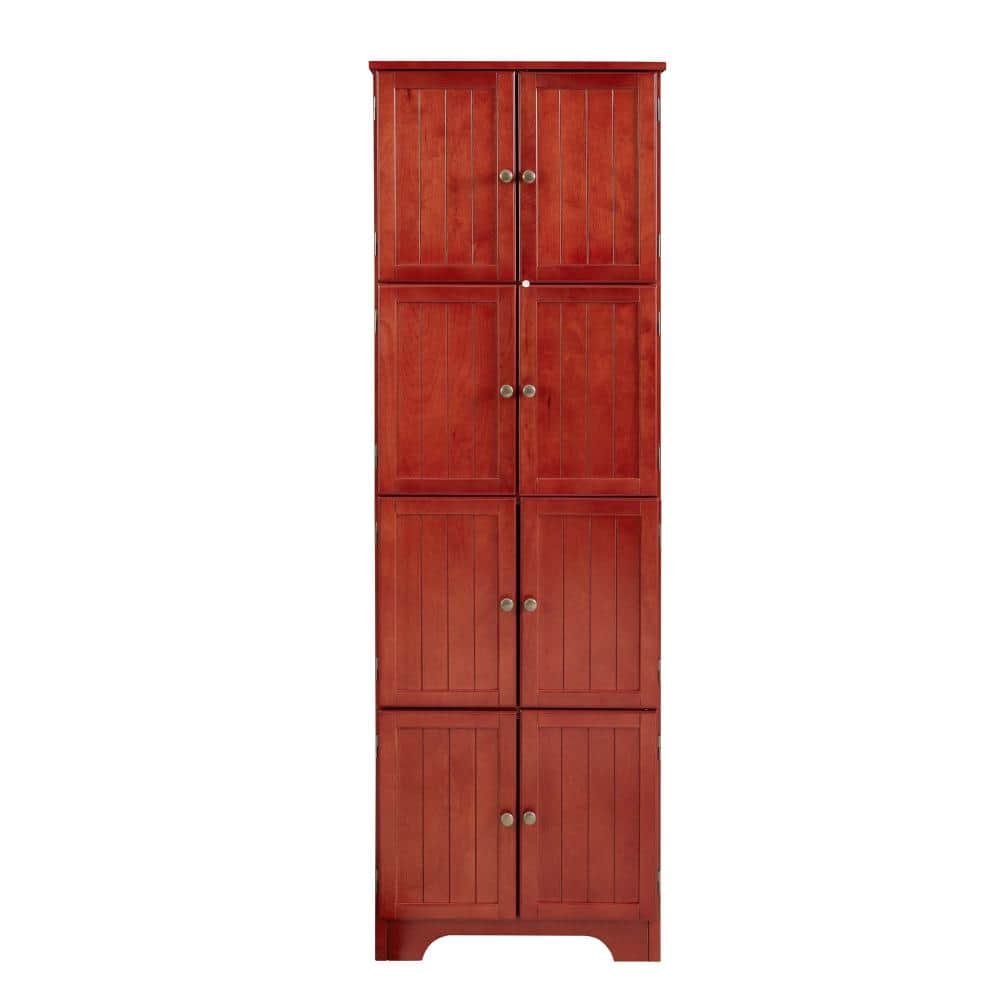 24 in. W x 13 in. D x 72 in. H Linen Cabinet Tall Storage Cabinet with 8 Doors, 4 Shelves, Bookshelf Living Room, Cherry price history on PriceWatchPro